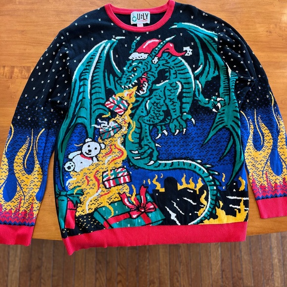 Ugly Christmas Dragon Sweater Size 3 XL - Picture 4 of 8